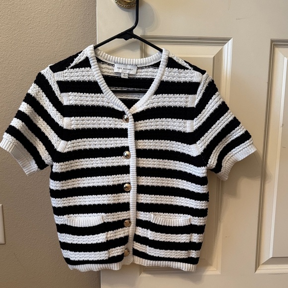 Free Assembly Sweaters - Striped Black and White Cardigan Sweater